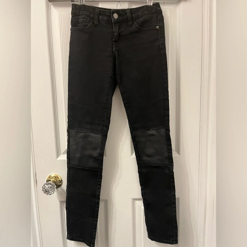 Black Vintage Havana Jeans with Leather Knee Patches - Picture 2 of 5